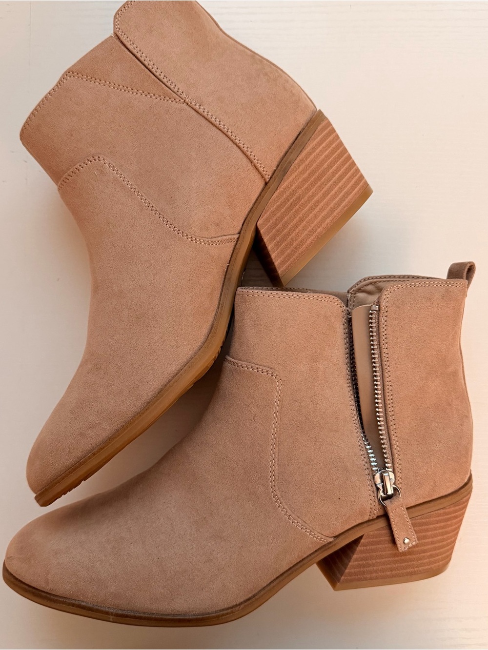 Dr. Scholl’s Lawless Ankle Boots Tan Suede Block Heel Women’s Size 10
